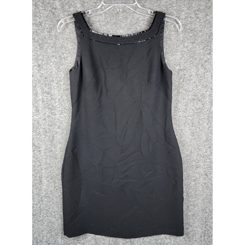 Petite Sophisticate Dress Womens 4 Beaded Square Neck Sleeveless Sheath LBD